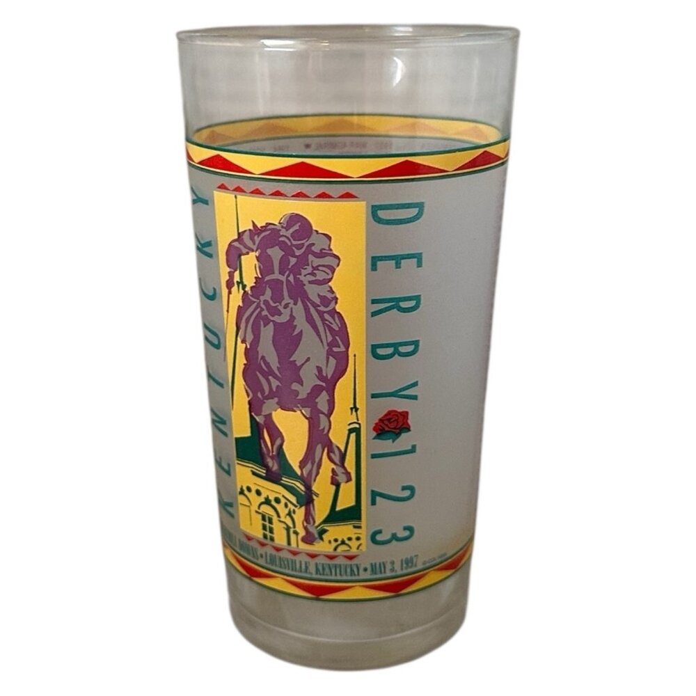 Vintage Kentucky Derby 1997 Glass Libbey Tumbler Mint Julep 5.25" Frosted 123Rd